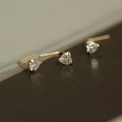 Heart nose stud 14K gold L shaped
