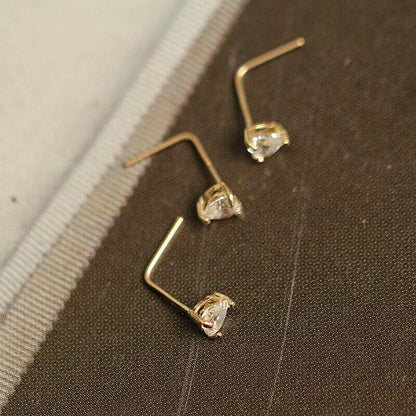 Heart nose stud 14K gold L shaped