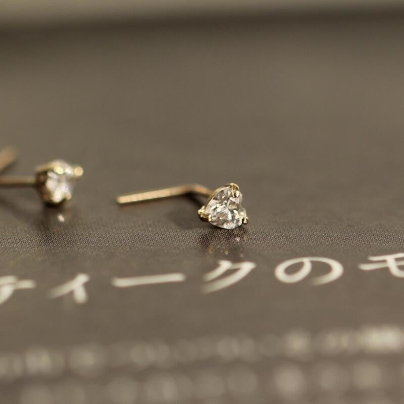 Heart nose stud 14K gold L shaped