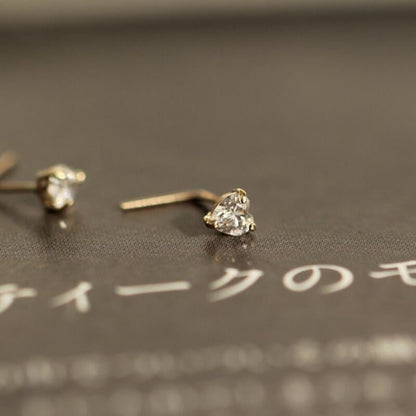 Heart nose stud 14K gold L shaped