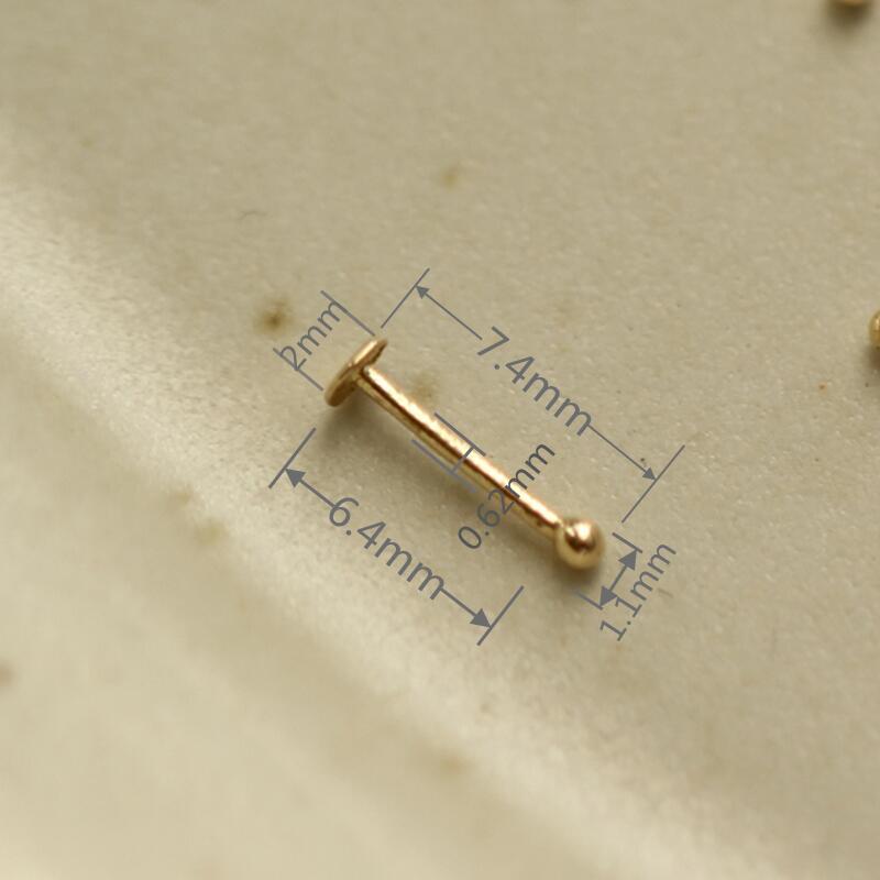 Nose bone stud 14K gold tiny and minimalist