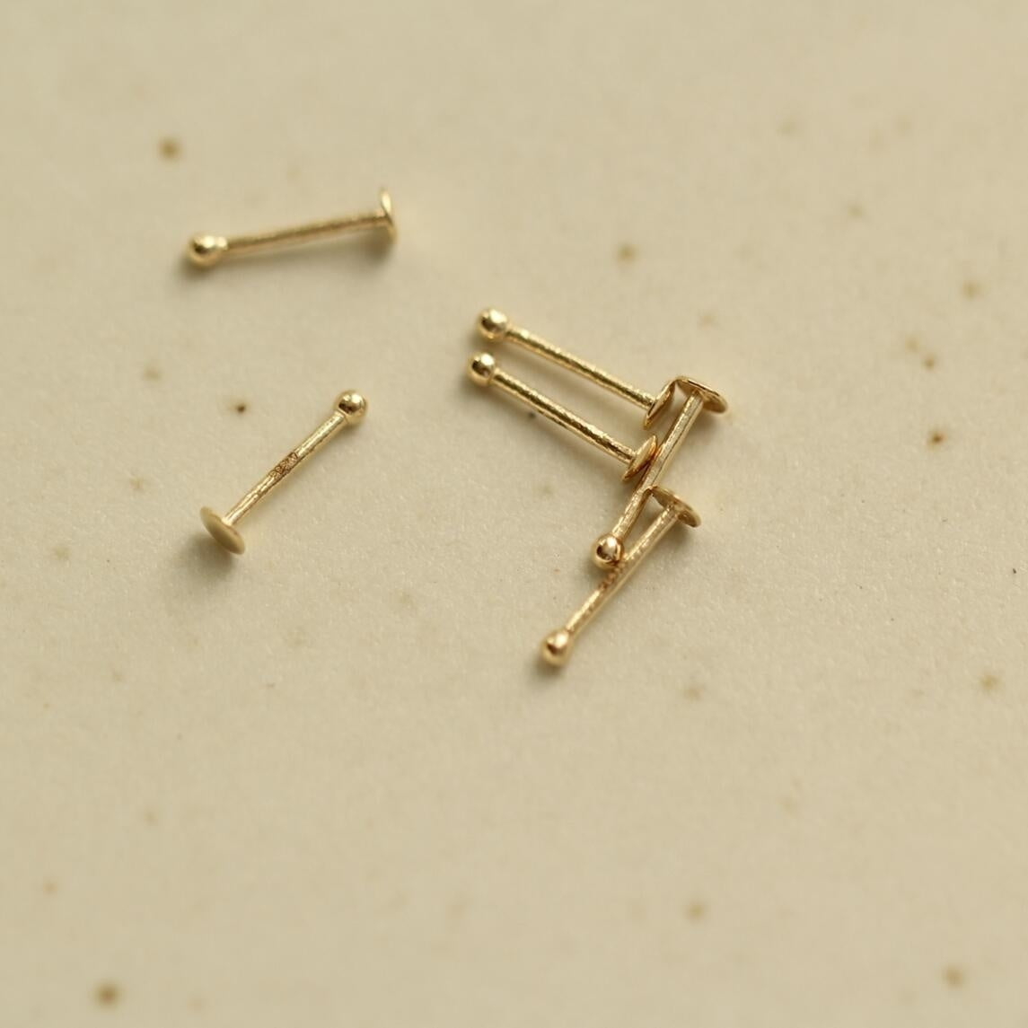 Nose bone stud 14K gold tiny and minimalist