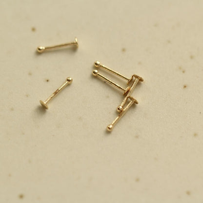 Nose bone stud 14K gold tiny and minimalist