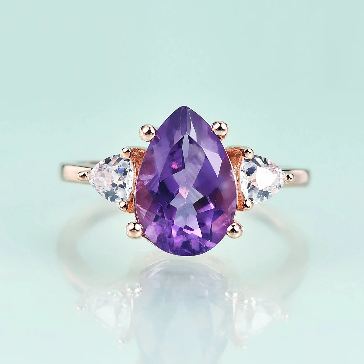 Rose gold amethyst ring with a purple amethyst sterling silver amethyst engagement ring