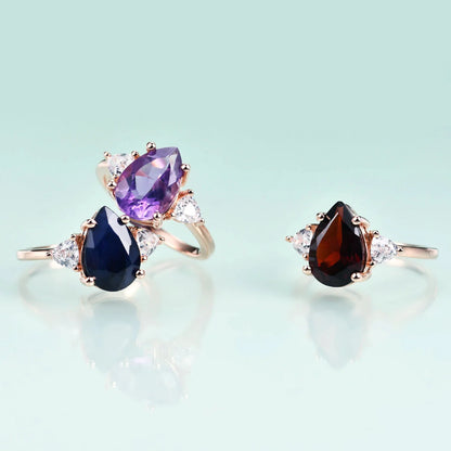 Rose gold amethyst ring with a purple amethyst sterling silver amethyst engagement ring