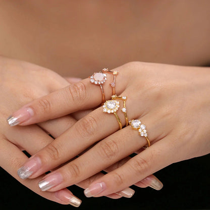 Rose gold moonstone engagement ring