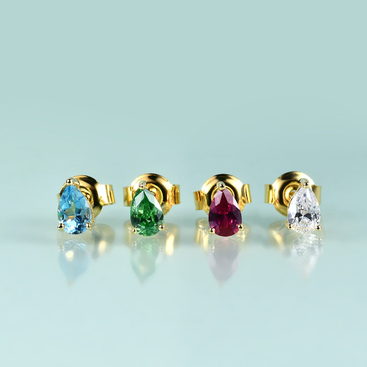Swiss blue topaz earrings an ear cuff and stud set gemstone ear studs