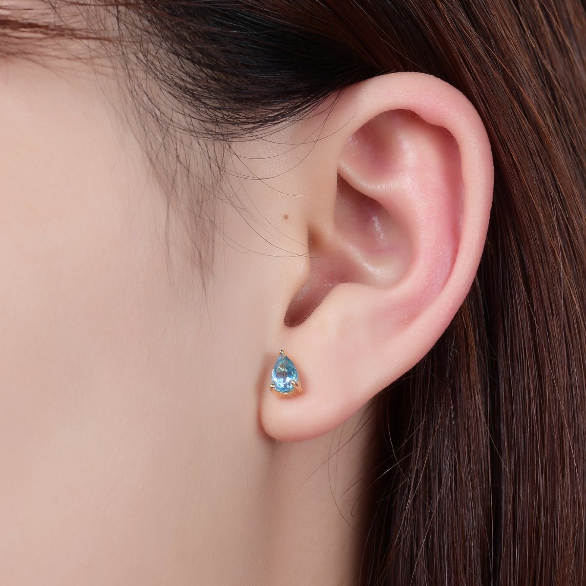 Swiss blue topaz earrings an ear cuff and stud set gemstone ear studs