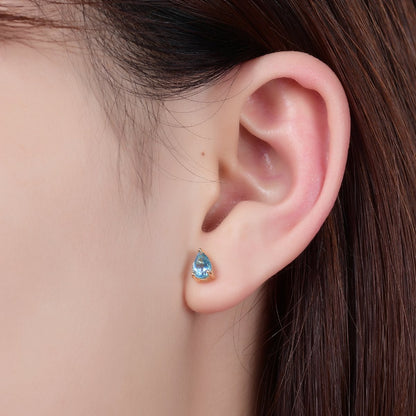 Swiss blue topaz earrings an ear cuff and stud set gemstone ear studs