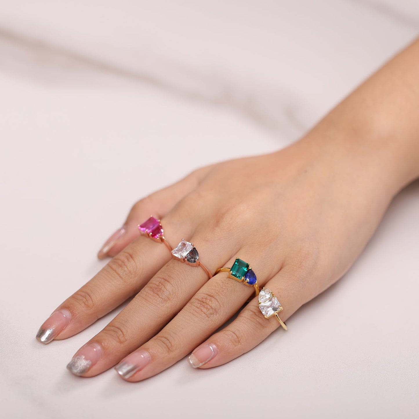 Toi et moi ring ruby and sapphire